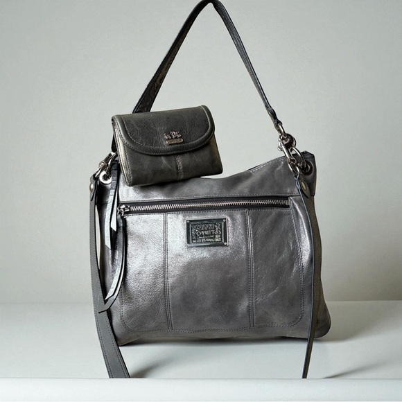 Vintage Coach Gray Leather Shoulder Bag with Pouch - Picture 1 of 6